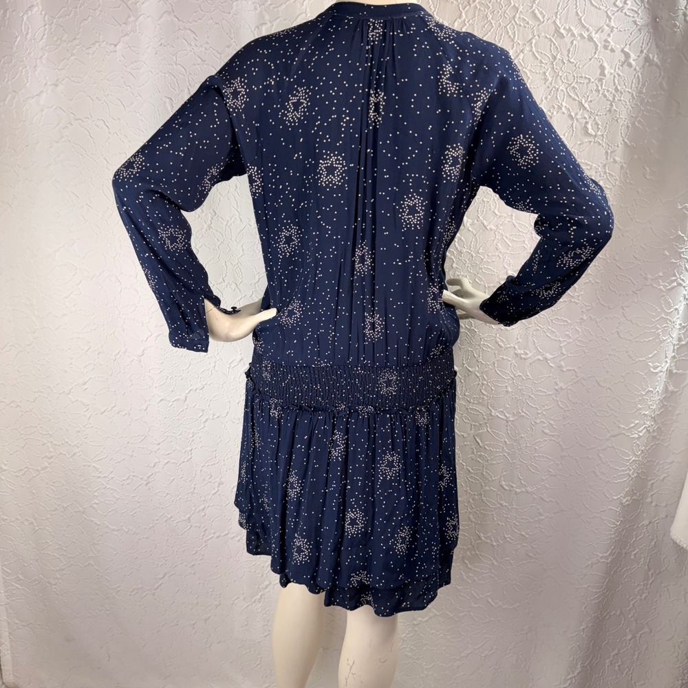 Rails Star Constellation Smocked Mini Dress Navy Blue Womens Medium - Picture 5 of 10